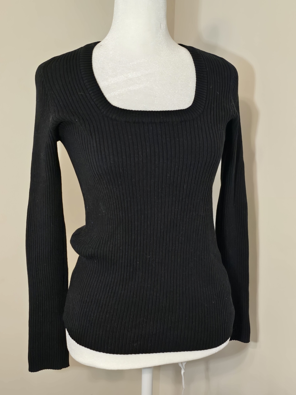 Vintage New York & Co Black Ribbed Square-Neck Sweater - Women Size M